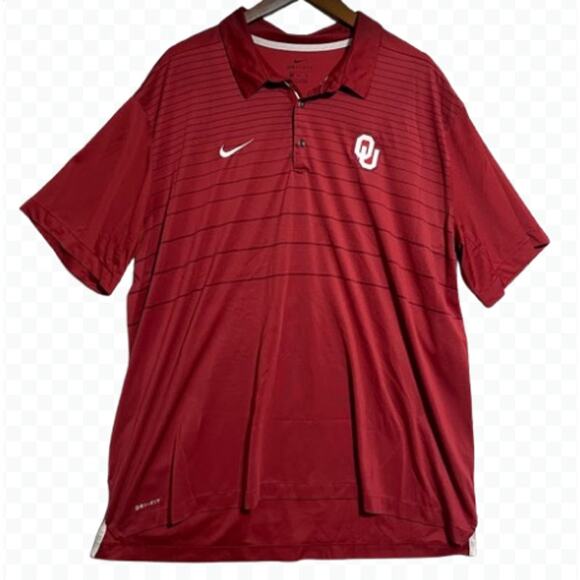 Nike Men's Dri-FIT Oklahoma Sooners Red Striped Polo Shirt OU - Size 3XL - Picture 1 of 6